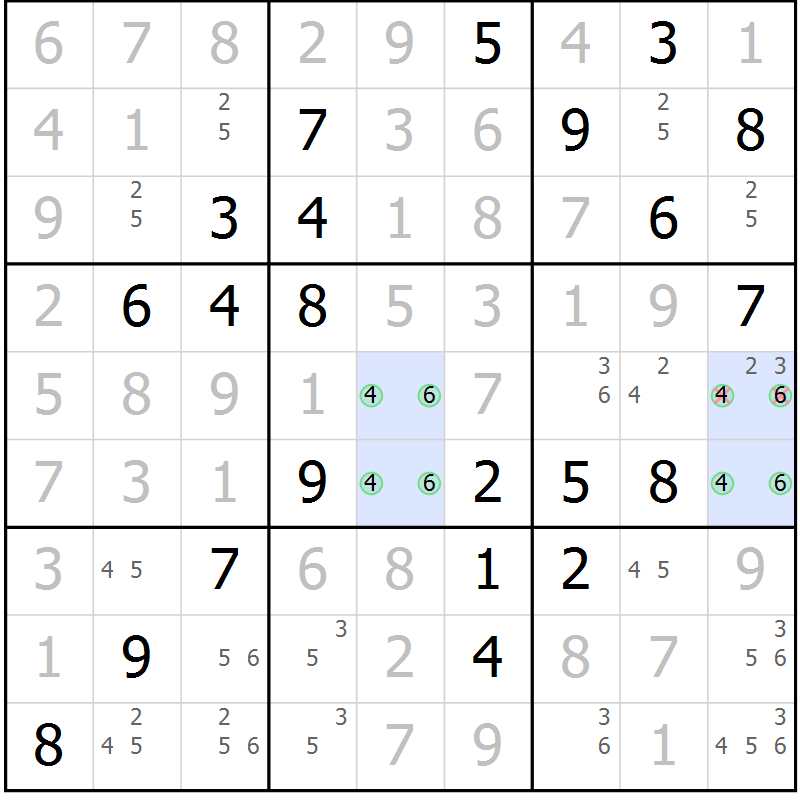 Position des candidats pour la solution de la Gr 26 page 29 du magazine de sudoku Virtuose n° 125