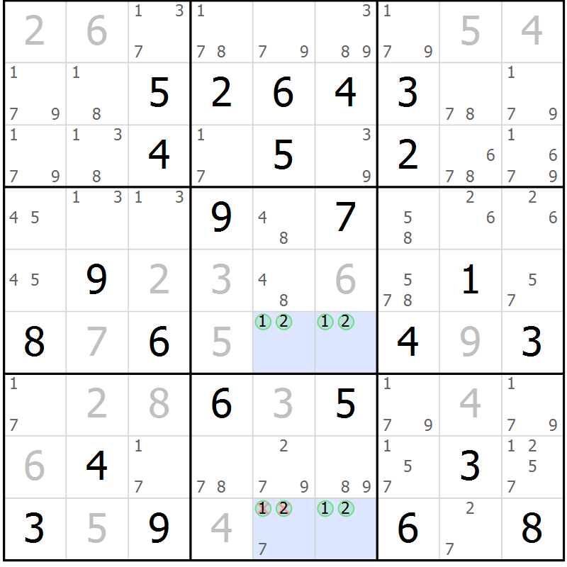 Position des candidats pour la solution de la Gr 29 page 32 du magazine de sudoku Virtuose n° 125