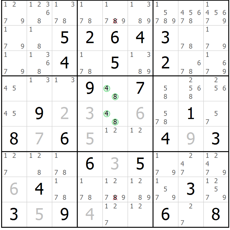 Position des candidats pour la solution de la Gr 29 page 32 du magazine de sudoku Virtuose n° 125
