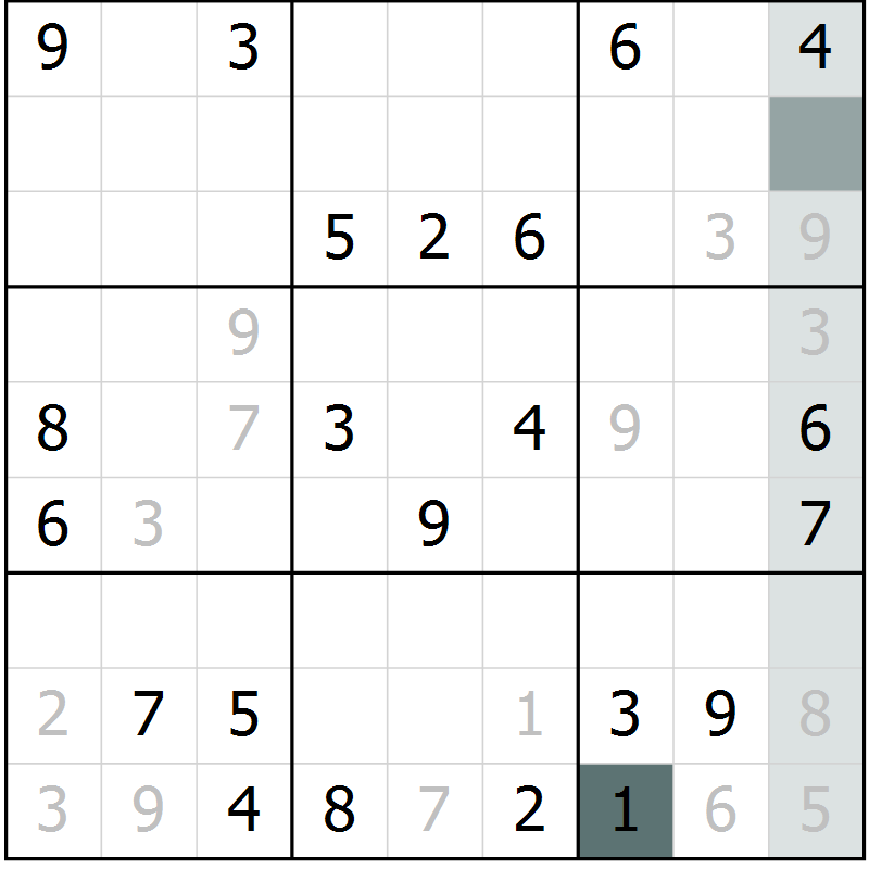 Position des candidats pour la solution de la Gr 3 page 6 du magazine de sudoku Virtuose n° 125