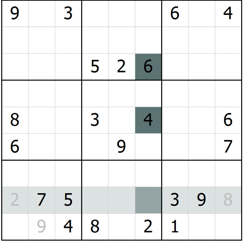 Position des candidats pour la solution de la Gr 3 page 6 du magazine de sudoku Virtuose n° 125