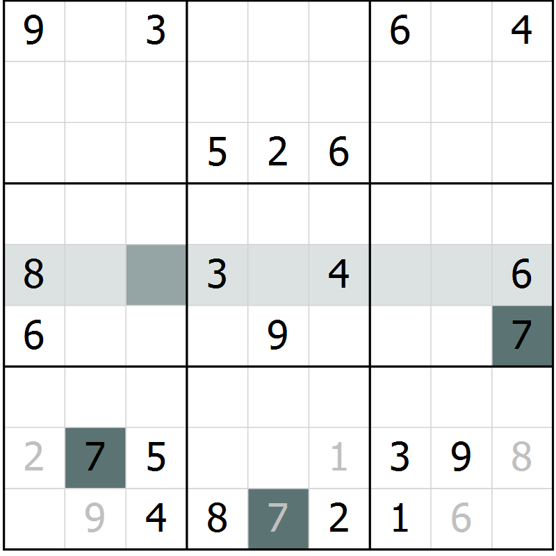 Position des candidats pour la solution de la Gr 3 page 6 du magazine de sudoku Virtuose n° 125