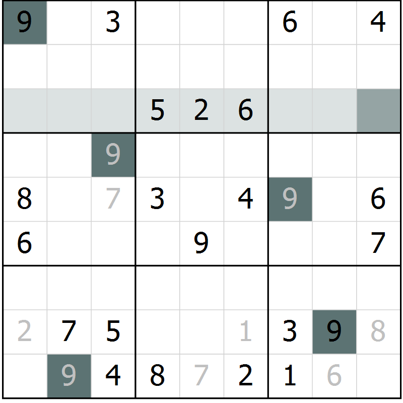 Position des candidats pour la solution de la Gr 3 page 6 du magazine de sudoku Virtuose n° 125