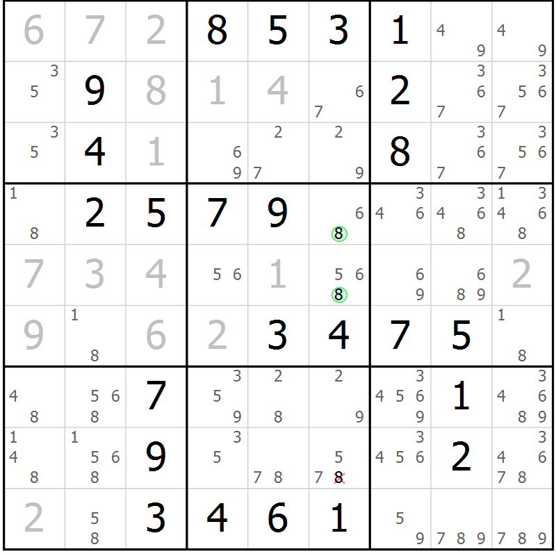 Position des candidats pour la solution de la Gr 31 page 34 du magazine de sudoku Virtuose n° 125