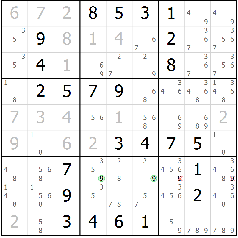 Position des candidats pour la solution de la Gr 31 page 34 du magazine de sudoku Virtuose n° 125