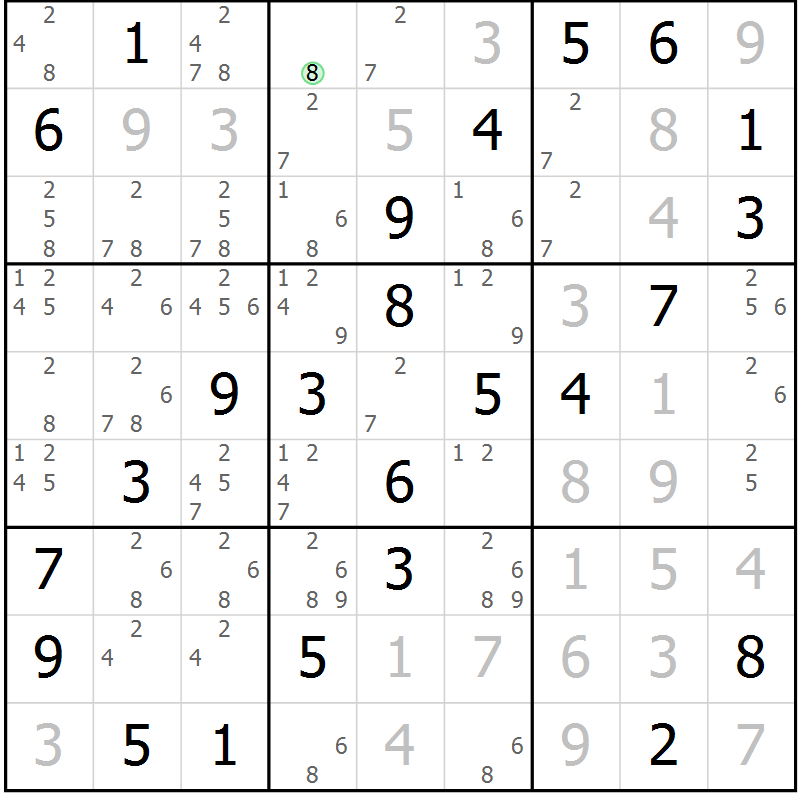 Position des candidats pour la solution de la Gr 32 page 35 du magazine de sudoku Virtuose n° 125