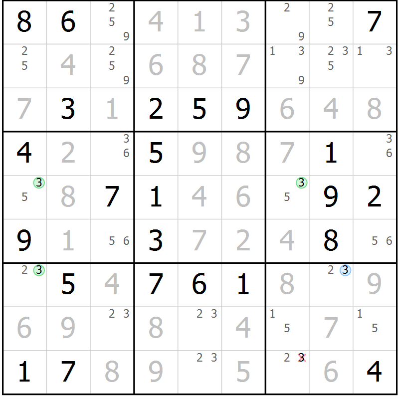 Position des candidats pour la solution de la Gr 34 page 37 du magazine de sudoku Virtuose n° 125