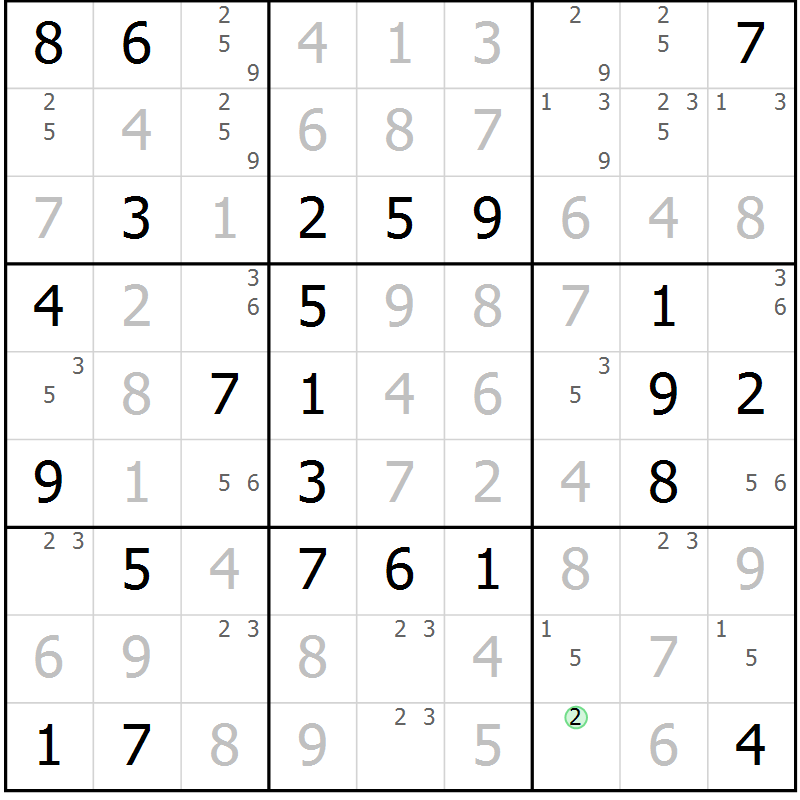 Position des candidats pour la solution de la Gr 34 page 37 du magazine de sudoku Virtuose n° 125