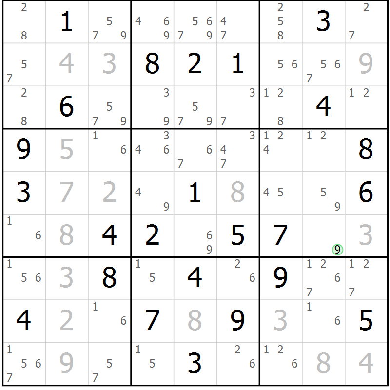 Position des candidats pour la solution de la Gr 35 page 38 du magazine de sudoku Virtuose n° 125