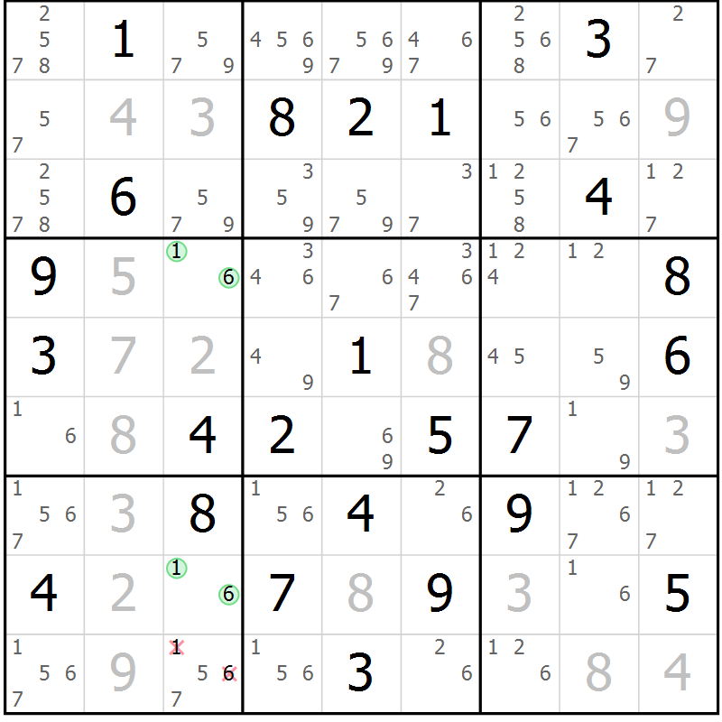 Position des candidats pour la solution de la Gr 35 page 38 du magazine de sudoku Virtuose n° 125