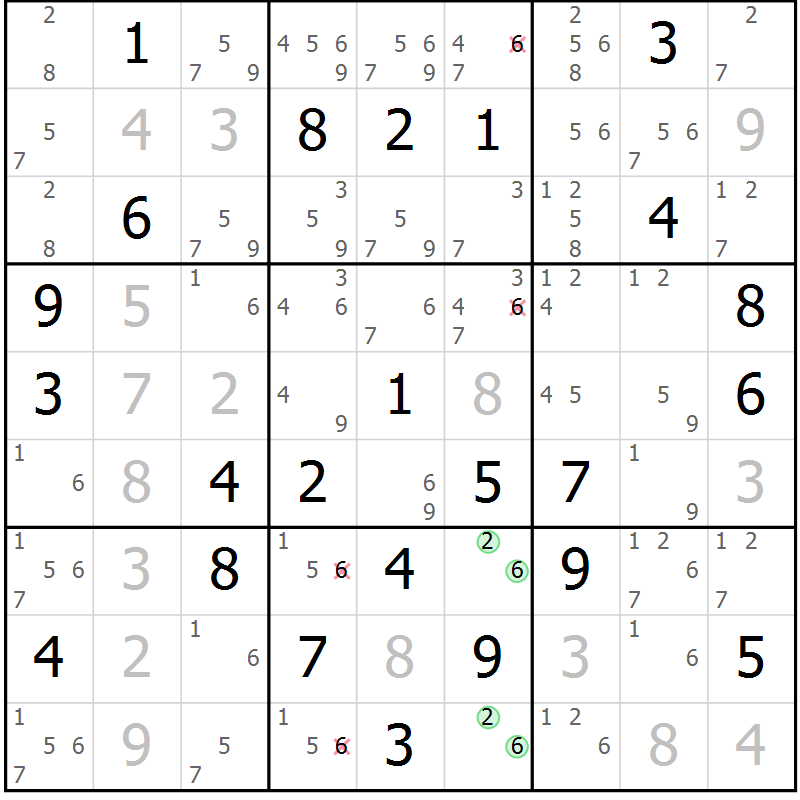 Position des candidats pour la solution de la Gr 35 page 38 du magazine de sudoku Virtuose n° 125