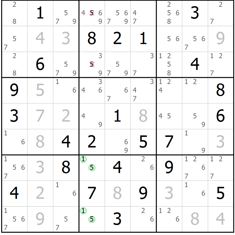 Position des candidats pour la solution de la Gr 35 page 38 du magazine de sudoku Virtuose n° 125