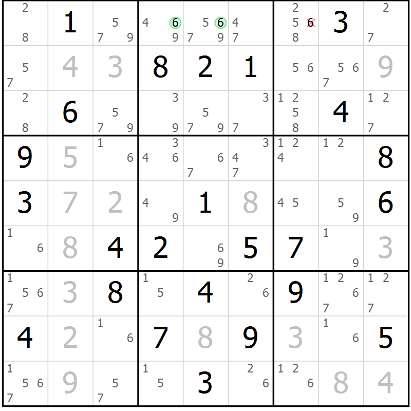 Position des candidats pour la solution de la Gr 35 page 38 du magazine de sudoku Virtuose n° 125