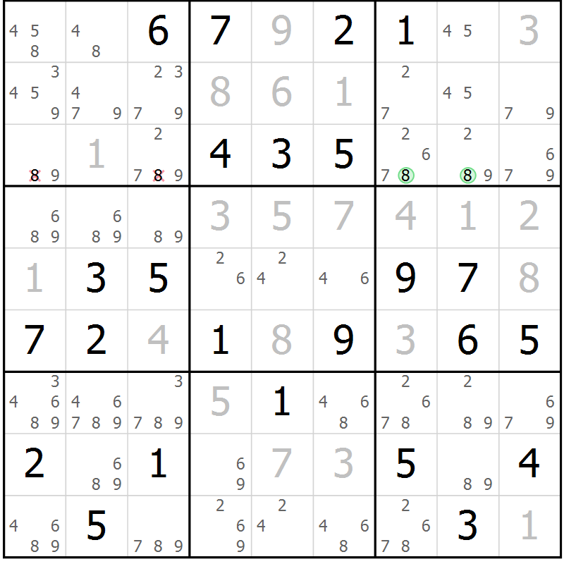 Position des candidats pour la solution de la Gr 37 page 40 du magazine de sudoku Virtuose n° 125