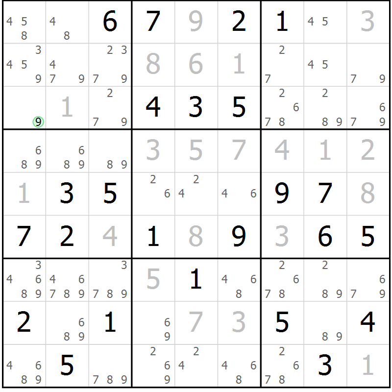 Position des candidats pour la solution de la Gr 37 page 40 du magazine de sudoku Virtuose n° 125