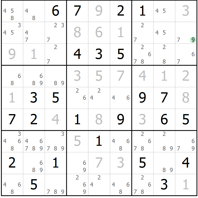 Position des candidats pour la solution de la Gr 37 page 40 du magazine de sudoku Virtuose n° 125