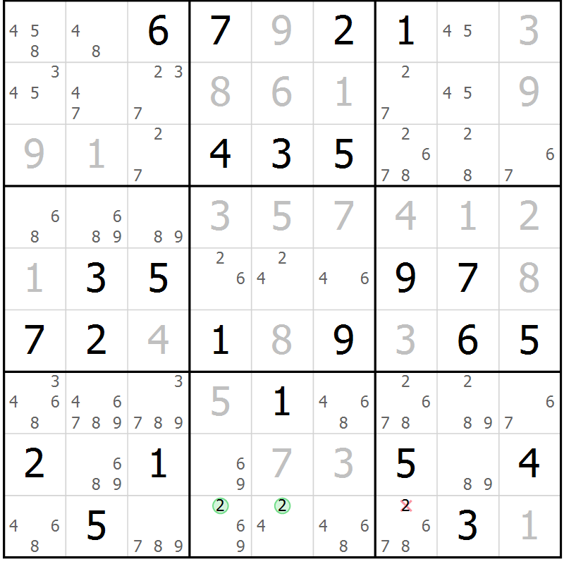 Position des candidats pour la solution de la Gr 37 page 40 du magazine de sudoku Virtuose n° 125