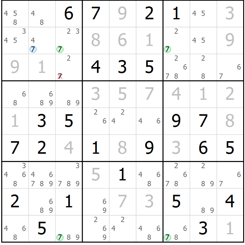 Position des candidats pour la solution de la Gr 37 page 40 du magazine de sudoku Virtuose n° 125