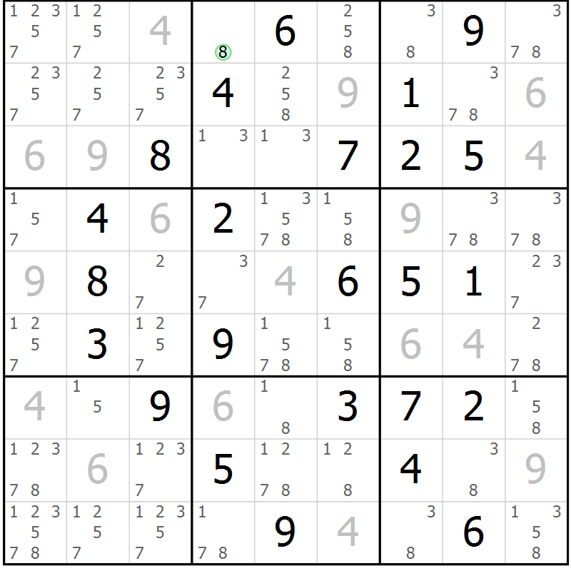Position des candidats pour la solution de la Gr 38 page 41 du magazine de sudoku Virtuose n° 125