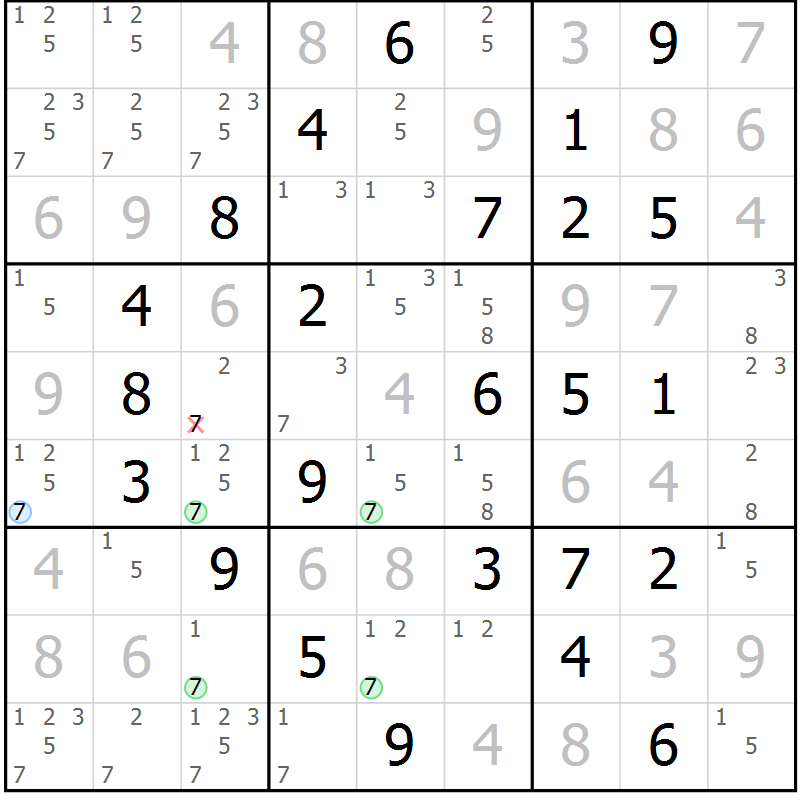 Position des candidats pour la solution de la Gr 38 page 41 du magazine de sudoku Virtuose n° 125