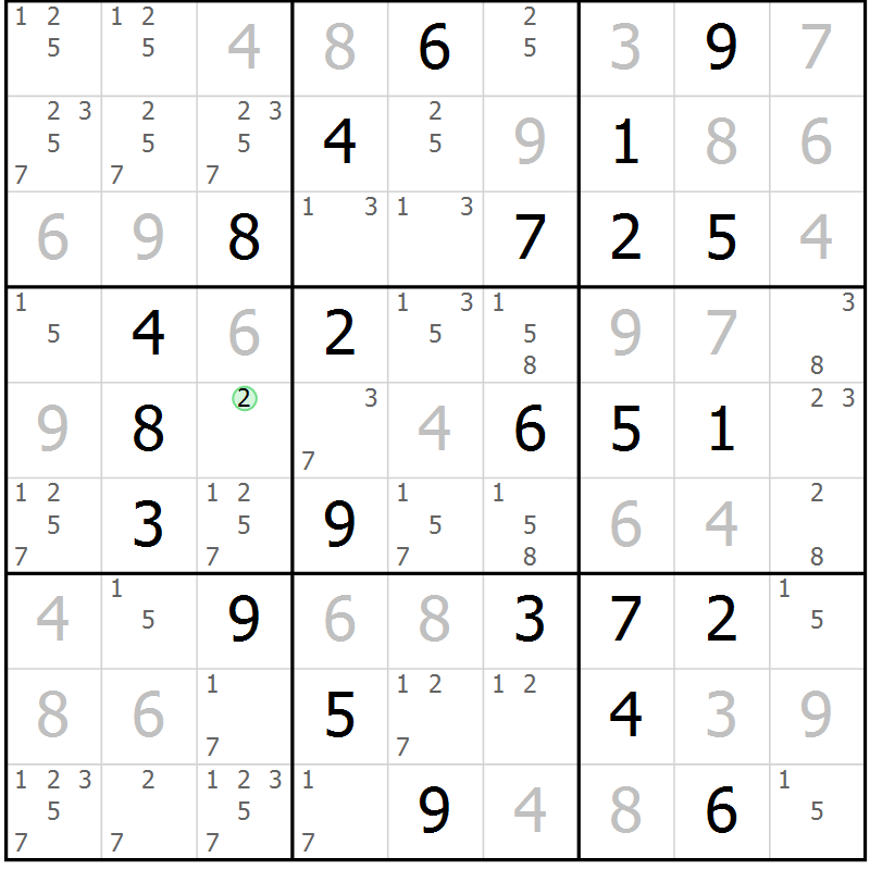 Position des candidats pour la solution de la Gr 38 page 41 du magazine de sudoku Virtuose n° 125