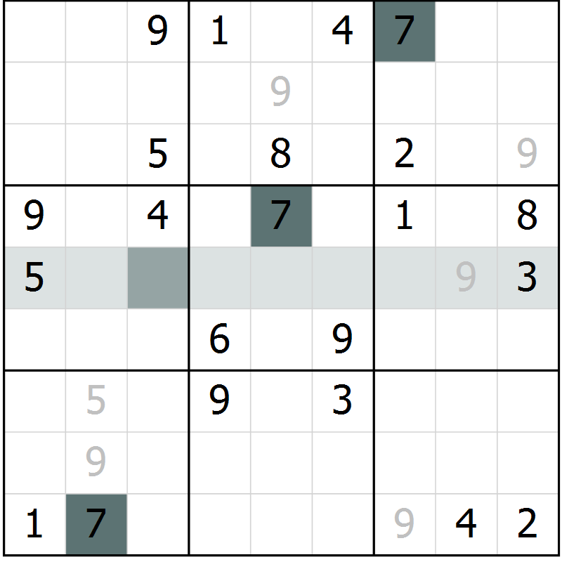 Position des candidats pour la solution de la Gr 4 page 7 du magazine de sudoku Virtuose n° 125