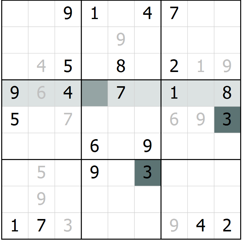 Position des candidats pour la solution de la Gr 4 page 7 du magazine de sudoku Virtuose n° 125