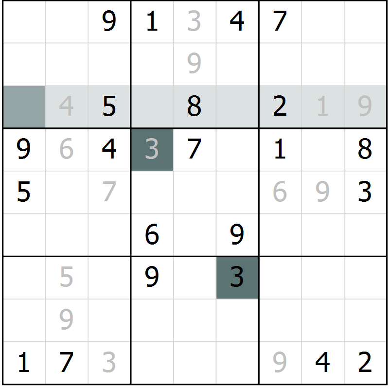 Position des candidats pour la solution de la Gr 4 page 7 du magazine de sudoku Virtuose n° 125