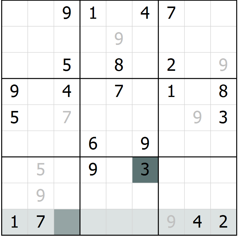 Position des candidats pour la solution de la Gr 4 page 7 du magazine de sudoku Virtuose n° 125