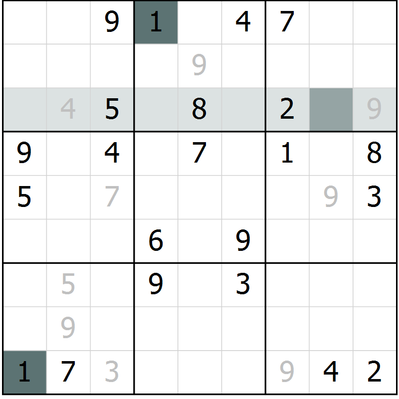 Position des candidats pour la solution de la Gr 4 page 7 du magazine de sudoku Virtuose n° 125