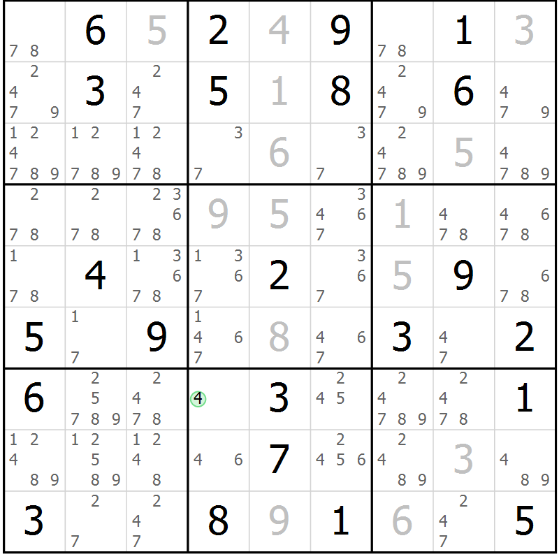 Position des candidats pour la solution de la Gr 41 page 44 du magazine de sudoku Virtuose n° 125