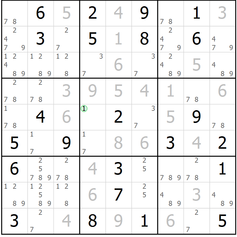 Position des candidats pour la solution de la Gr 41 page 44 du magazine de sudoku Virtuose n° 125
