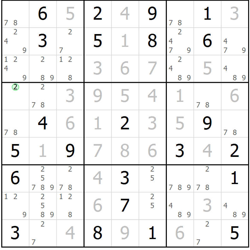 Position des candidats pour la solution de la Gr 41 page 44 du magazine de sudoku Virtuose n° 125