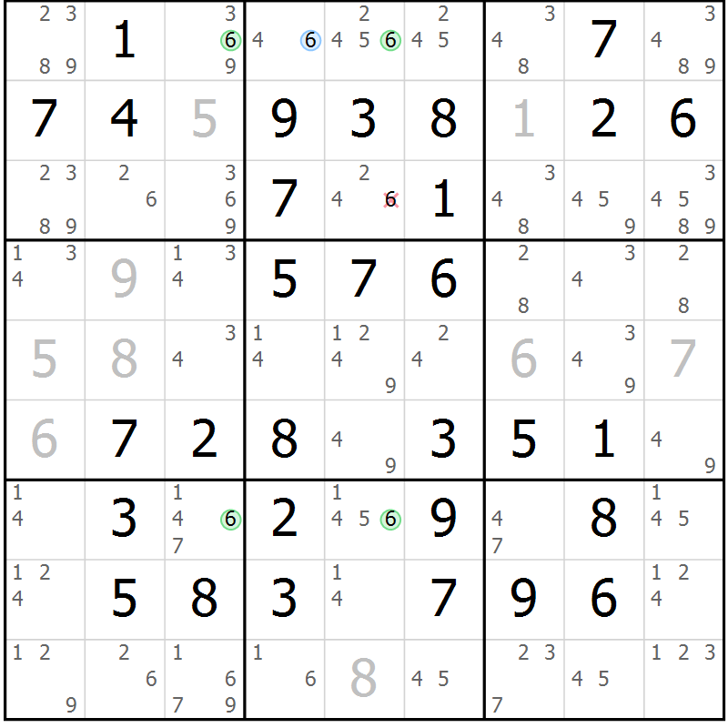 Position des candidats pour la solution de la Gr 50 page 53 du magazine de sudoku Virtuose n° 125