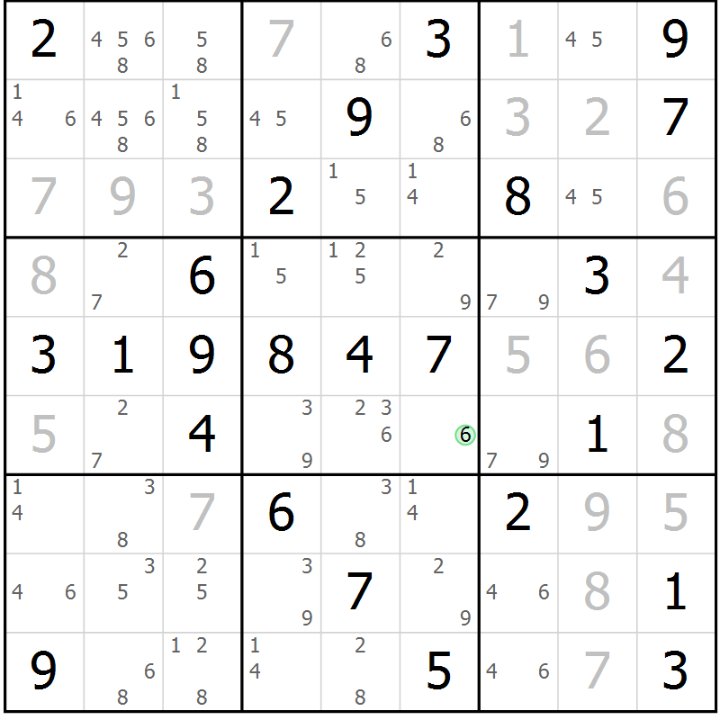Position des candidats pour la solution de la Gr 59 page 62 du magazine de sudoku Virtuose n° 125