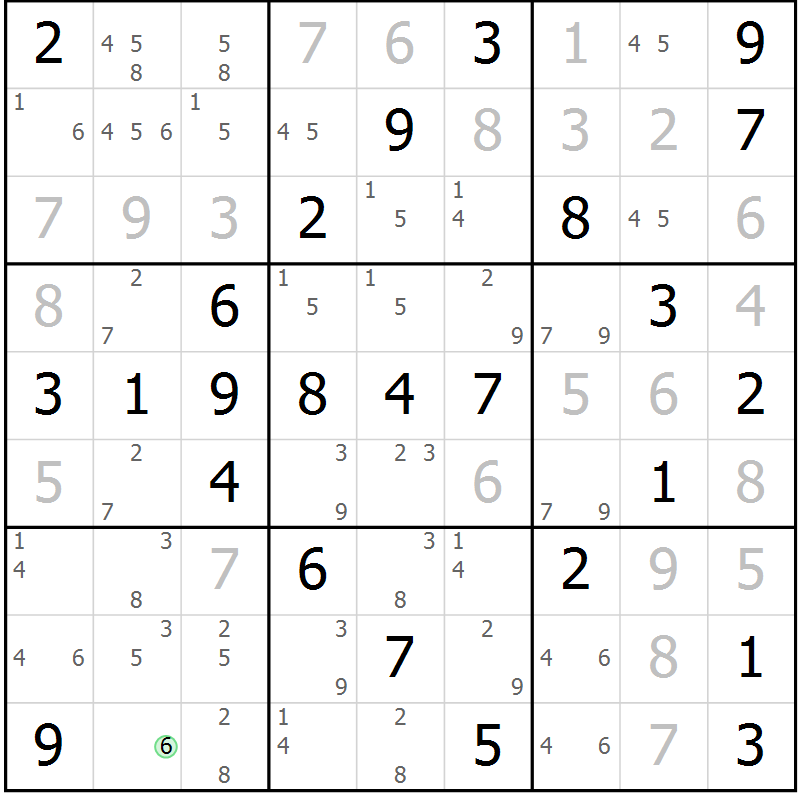 Position des candidats pour la solution de la Gr 59 page 62 du magazine de sudoku Virtuose n° 125