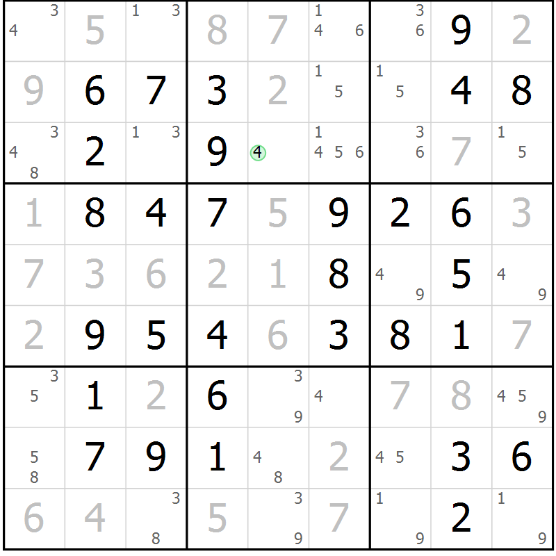 Position des candidats pour la solution de la Gr 62 page 65 du magazine de sudoku Virtuose n° 125
