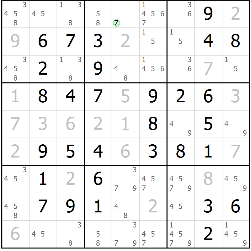 Position des candidats pour la solution de la Gr 62 page 65 du magazine de sudoku Virtuose n° 125