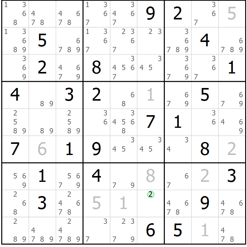 Position des candidats pour la solution de la Gr 63 page 66 du magazine de sudoku Virtuose n° 125