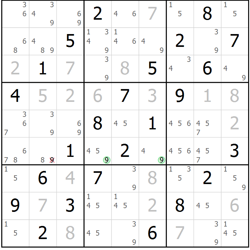 Position des candidats pour la solution de la Gr 66 page 69 du magazine de sudoku Virtuose n° 125