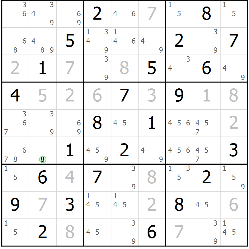 Position des candidats pour la solution de la Gr 66 page 69 du magazine de sudoku Virtuose n° 125