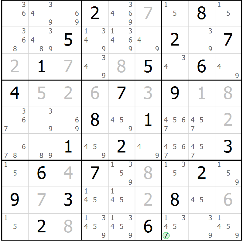 Position des candidats pour la solution de la Gr 66 page 69 du magazine de sudoku Virtuose n° 125