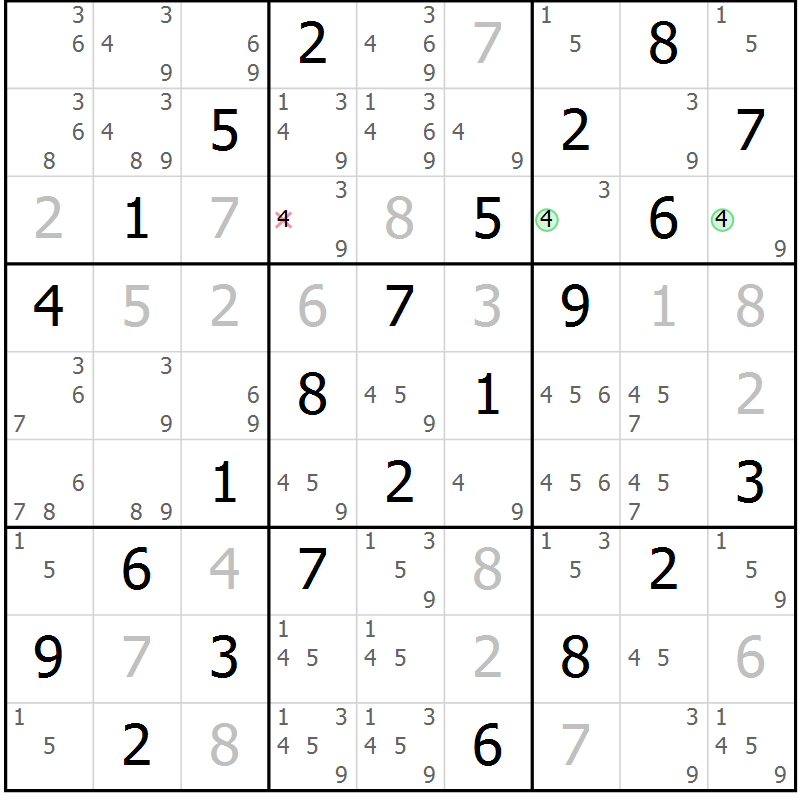 Position des candidats pour la solution de la Gr 66 page 69 du magazine de sudoku Virtuose n° 125
