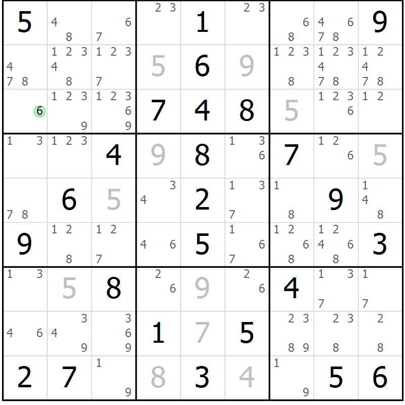 Position des candidats pour la solution de la Gr 68 page 71 du magazine de sudoku Virtuose n° 125