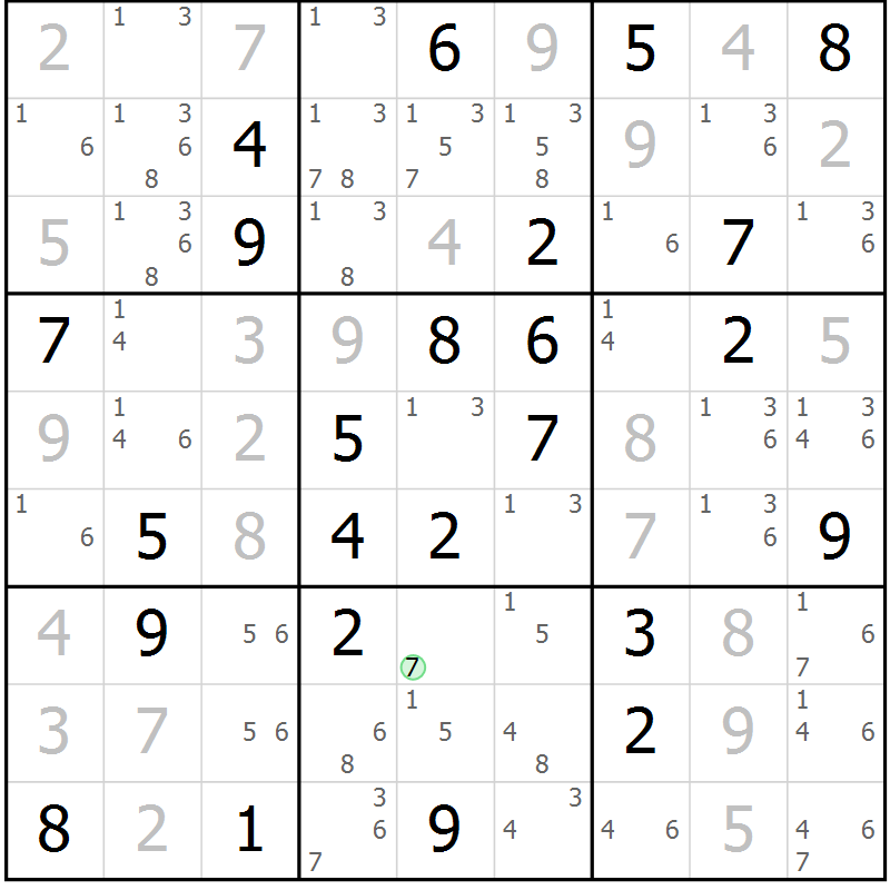 Position des candidats pour la solution de la Gr 73 page 76 du magazine de sudoku Virtuose n° 125