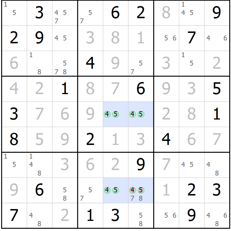 Position des candidats pour la solution de la Gr 79 page 82 du magazine de sudoku Virtuose n° 125