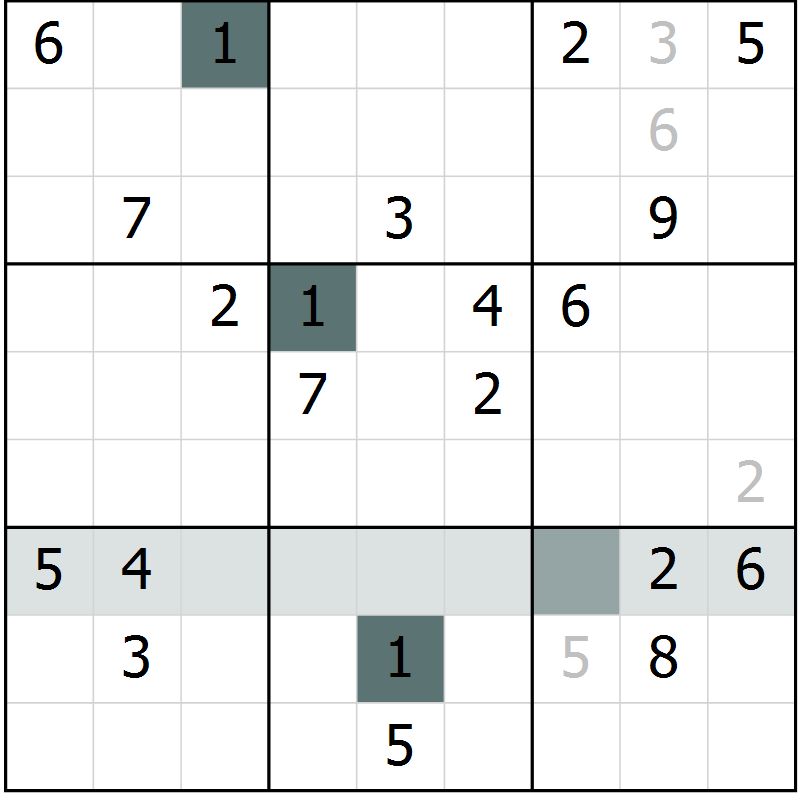 Position des candidats pour la solution de la Gr 8 page 11 du magazine de sudoku Virtuose n° 125