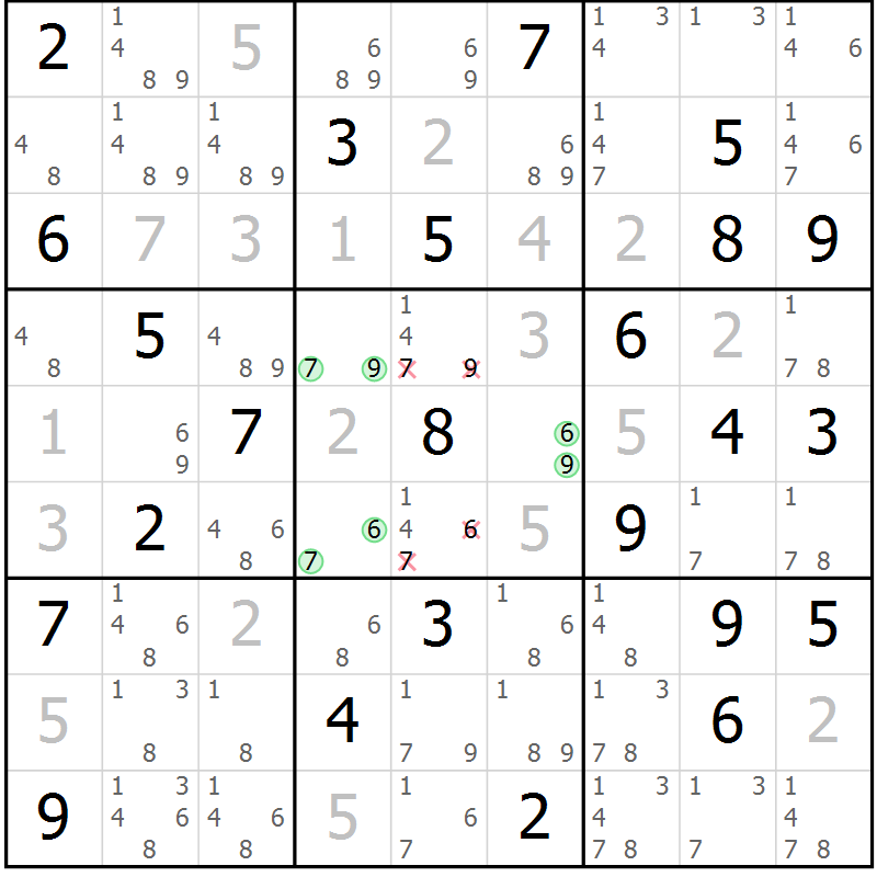 Position des candidats pour la solution de la Gr 80 page 83 du magazine de sudoku Virtuose n° 125