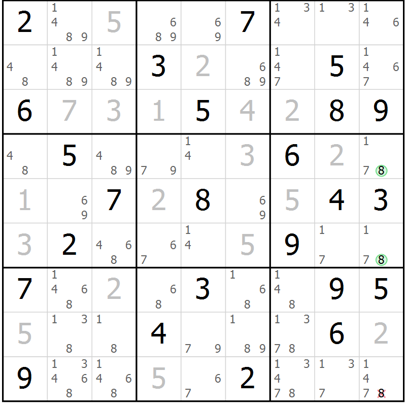Position des candidats pour la solution de la Gr 80 page 83 du magazine de sudoku Virtuose n° 125