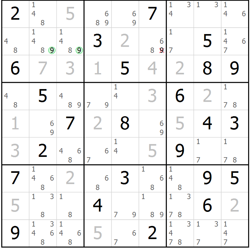 Position des candidats pour la solution de la Gr 80 page 83 du magazine de sudoku Virtuose n° 125